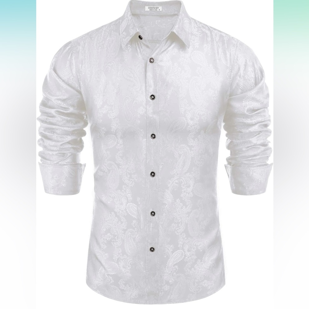 Men’s Slim Fit Luxury Satin Printed Dress Shirt